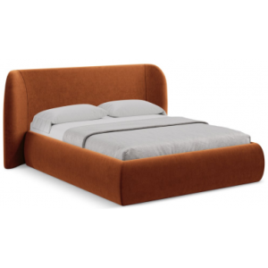 Hauke sengeramme i velour med opbevaring og sengegavl 140 x 200 cm - Terracotta