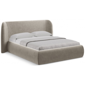 Hauke sengeramme i velour med opbevaring og sengegavl 160 x 200 cm - Taupe